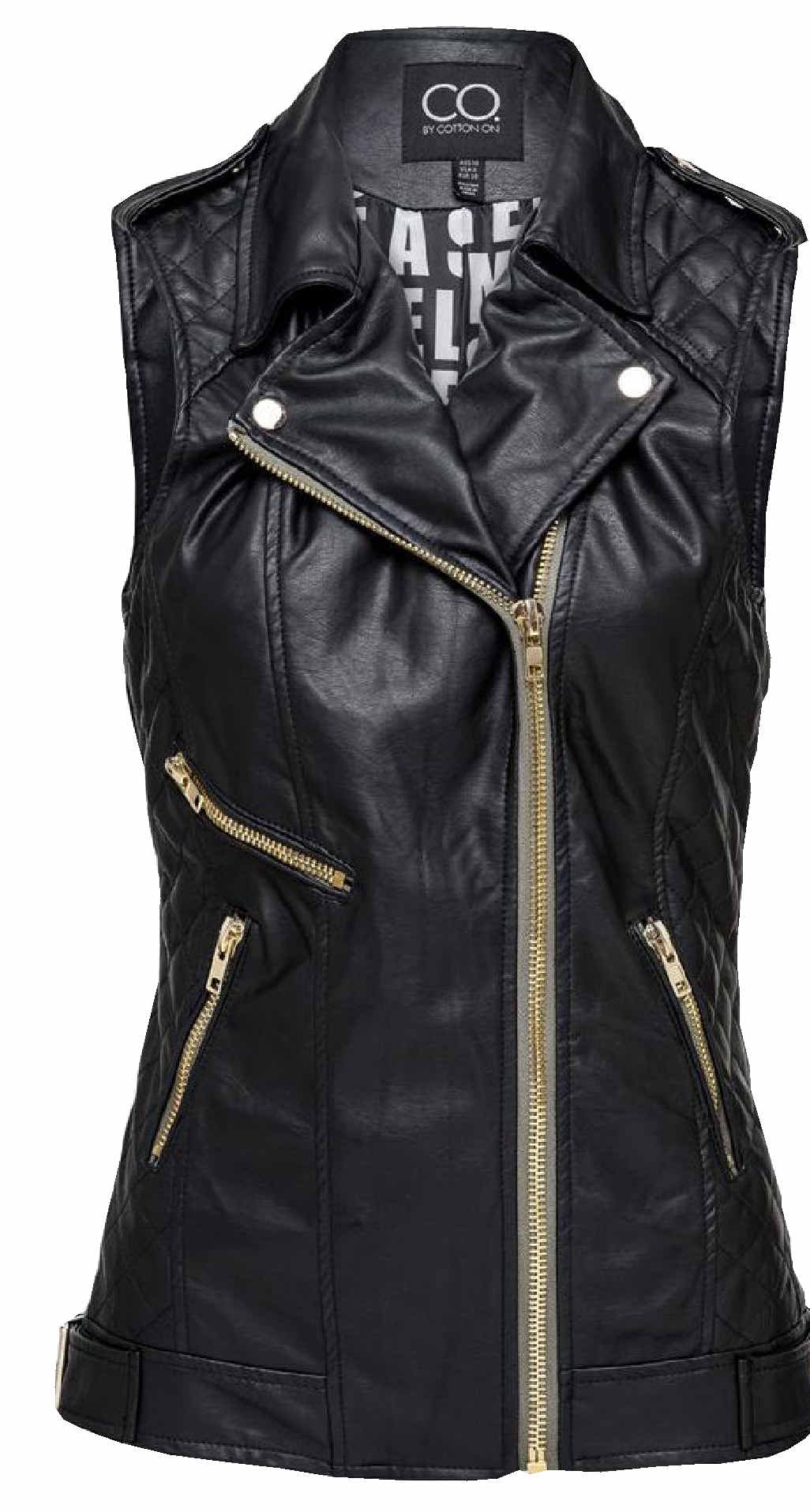 Biker faux leather vest, $49.95, Cotton On, Lismore and Ballina (check for availability) and cottonon.com.au Biker faux leather vest, $49.95, Cotton On, Lismore and Ballina (check for availability) and cottonon.com.au